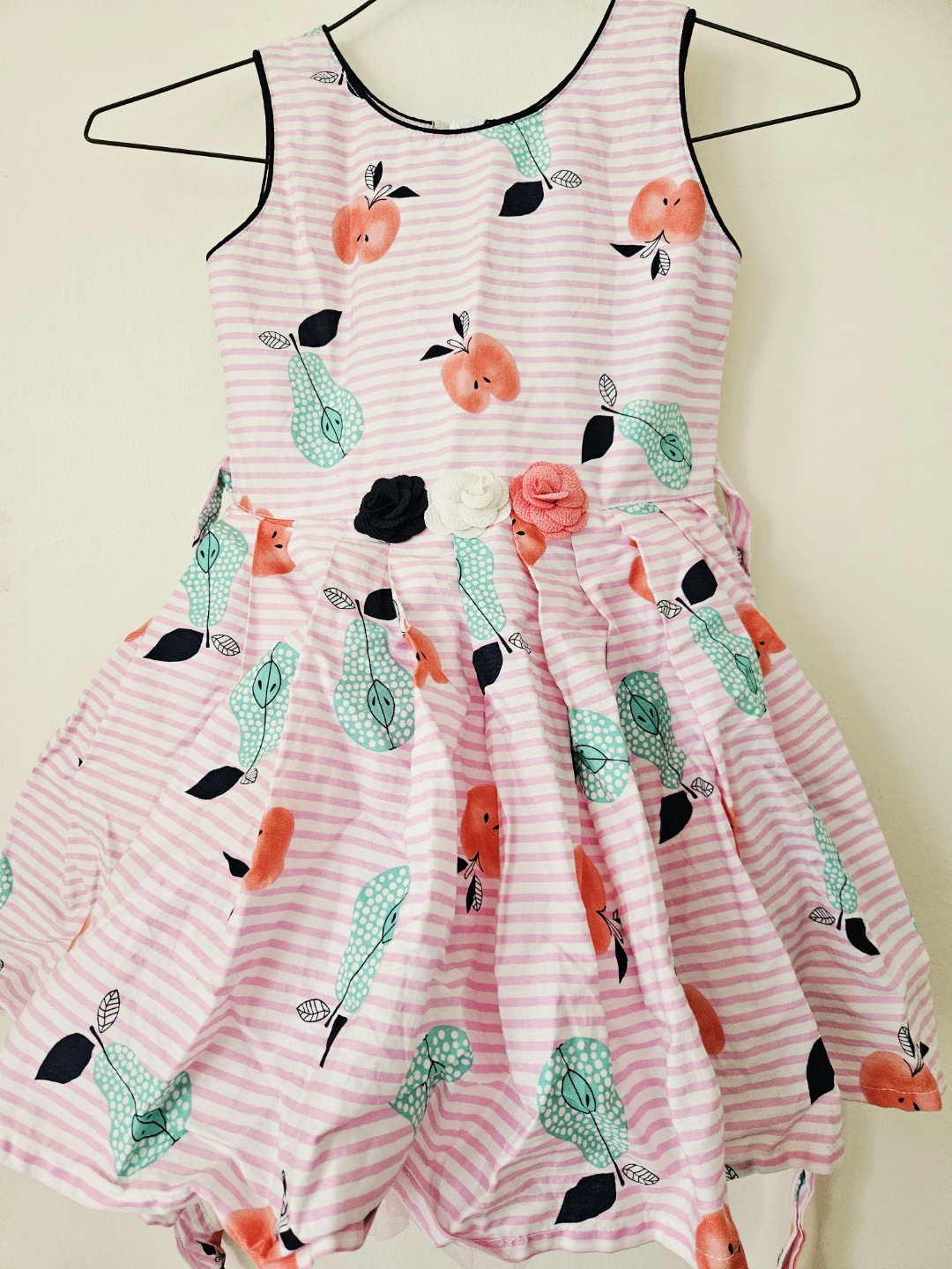 Girls Striped Fruit Print Dress