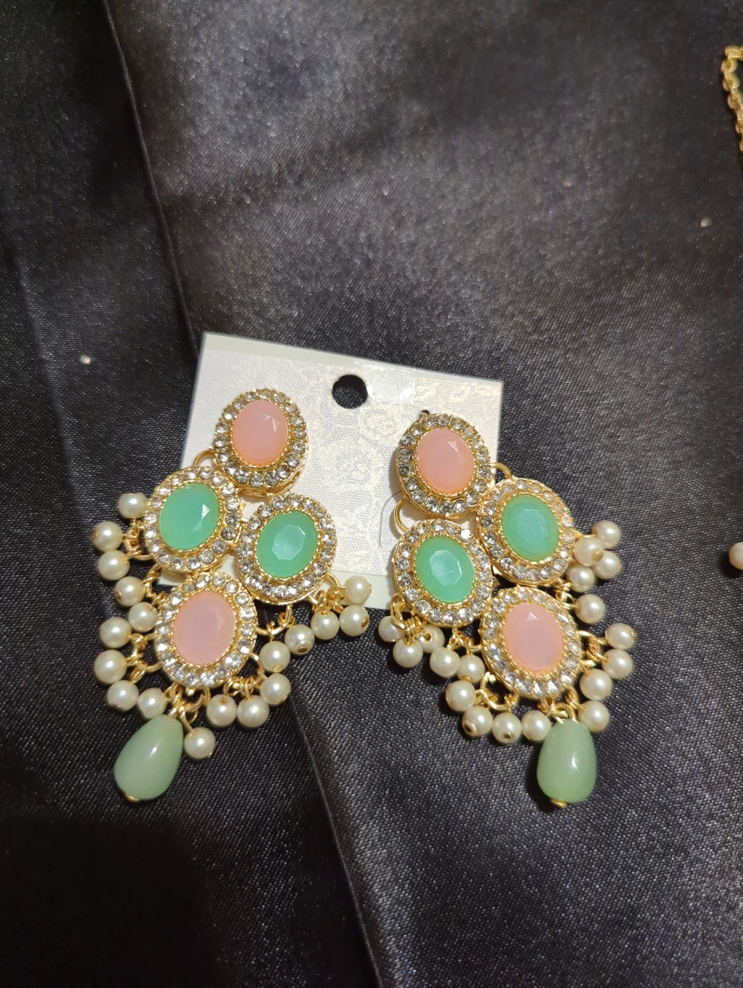 Pastel Pink and Mint Necklace and Earring Set - photo 3