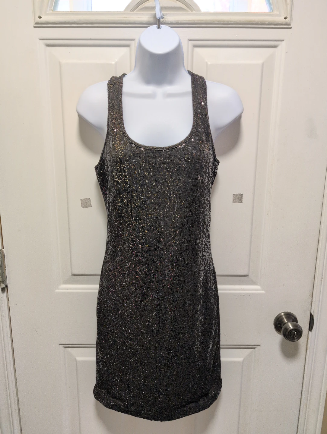 Dynamite Black Shimmer Tank Dress