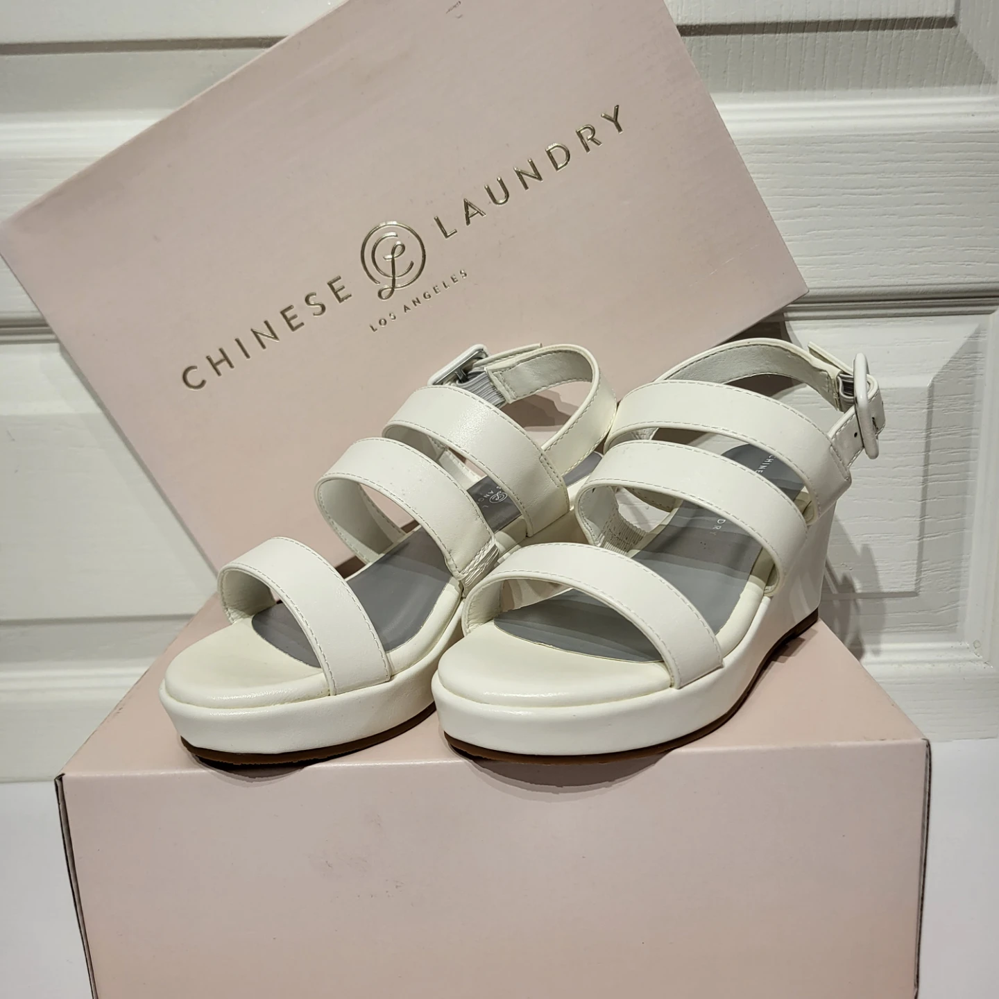 Girls Chinese Laundry White Wedge Sandals