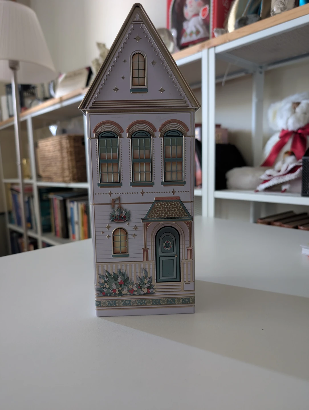 Vintage House Shaped Decorative Tin