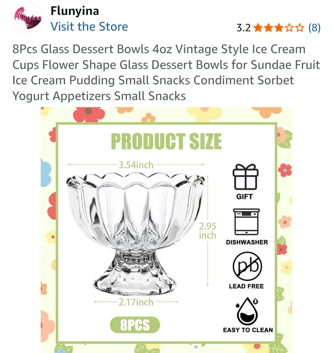 8-Piece Vintage Style Glass Dessert Bowls - photo 5
