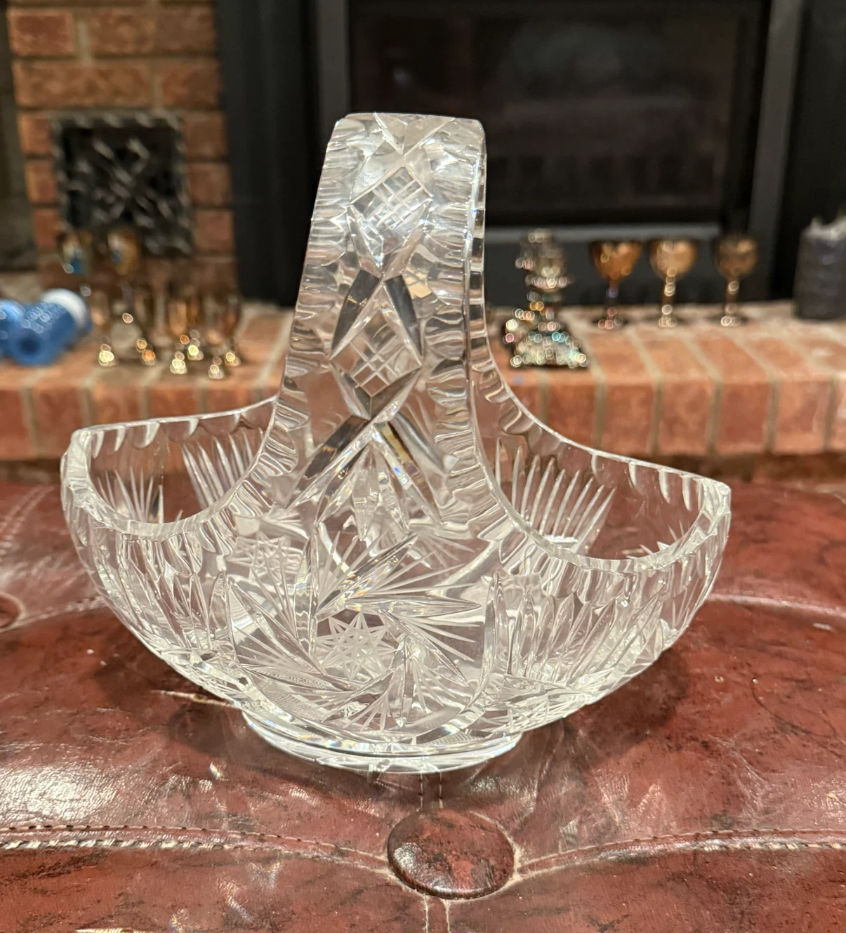 Vintage Crystal Glass Basket