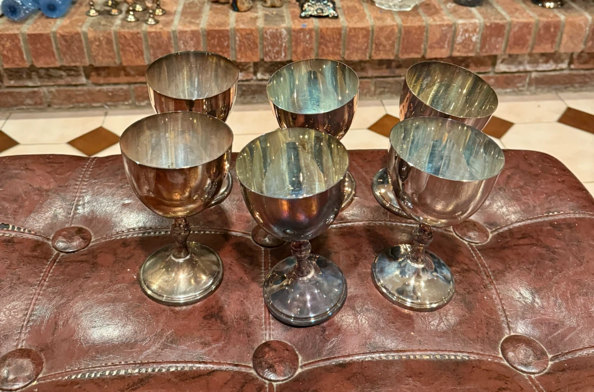 Set of 6 Wm. A. Rogers Silver Plated Copper Goblets