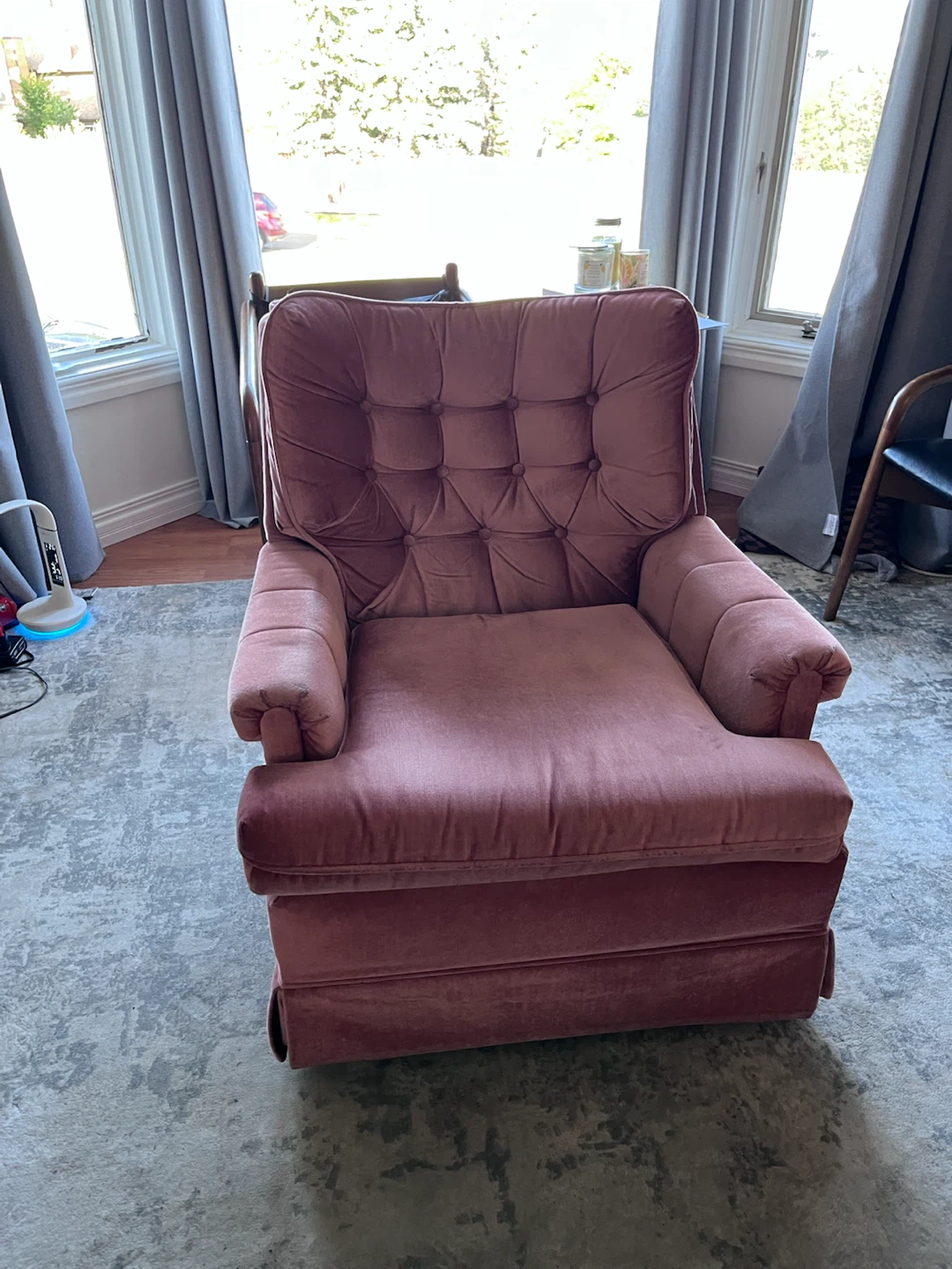 Vintage Rose Velvet Armchair