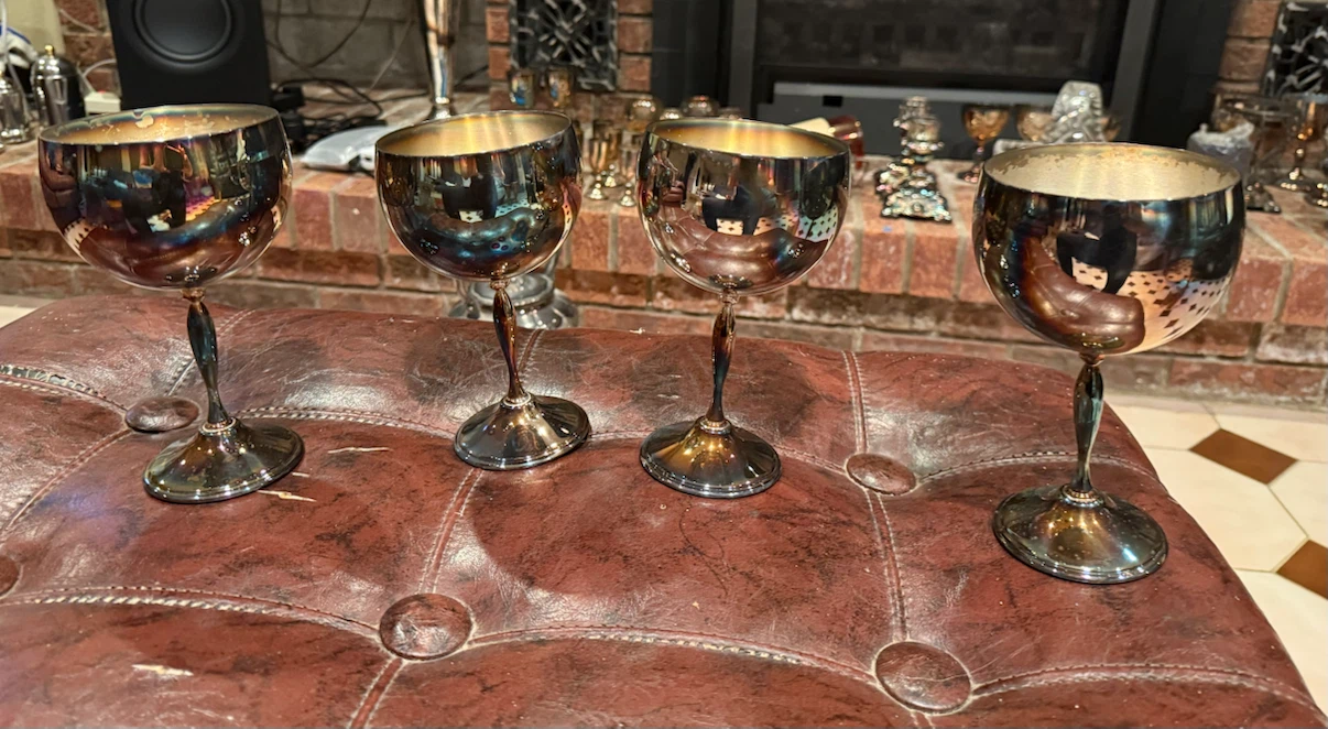Set of 4 Vintage Canadian Silver Plated over Copper Goblets