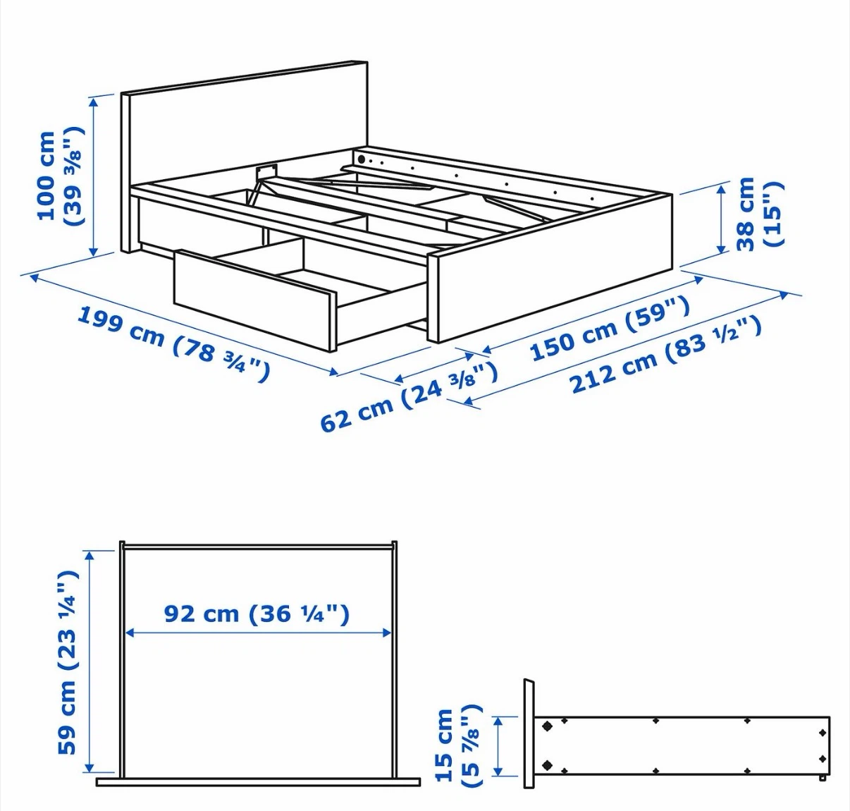 IKEA Malm Bed Frame with Storage