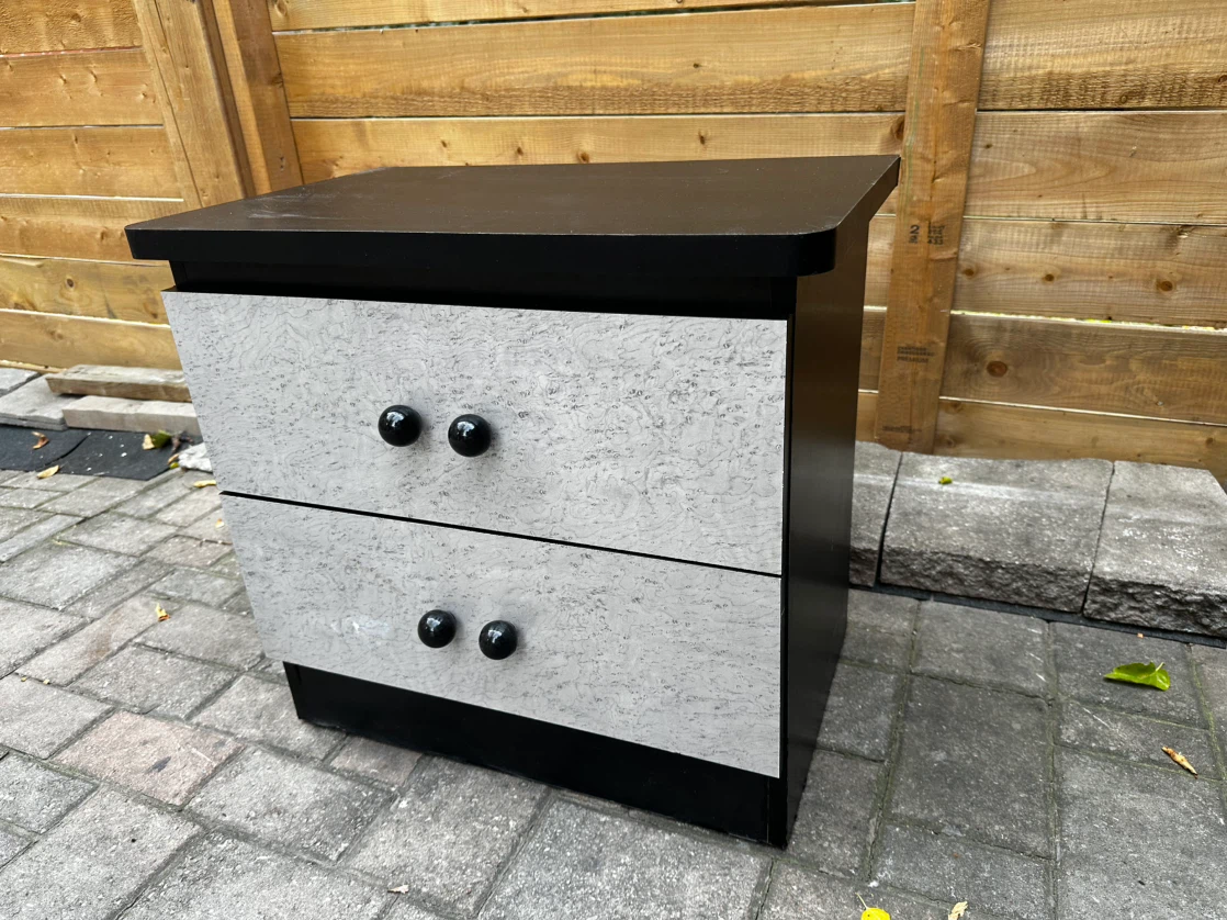 Black & Gray 2‑Drawer Nightstand