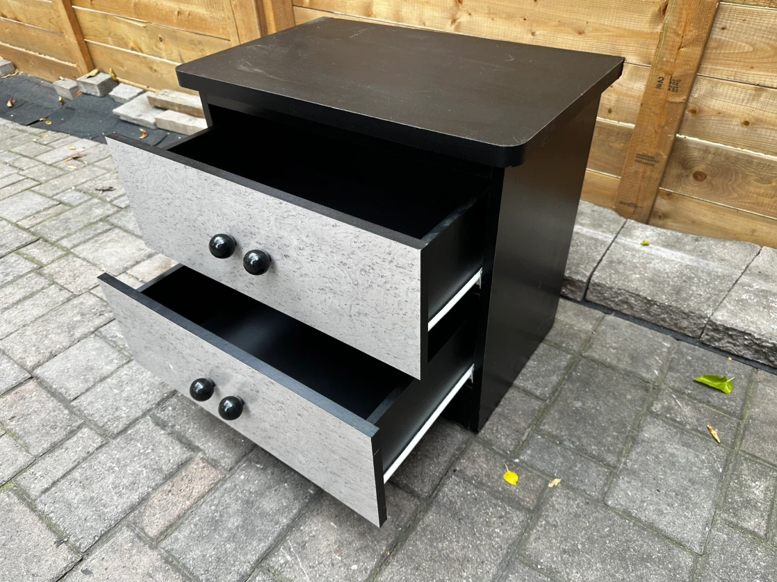 Black & Gray 2‑Drawer Nightstand - photo 2