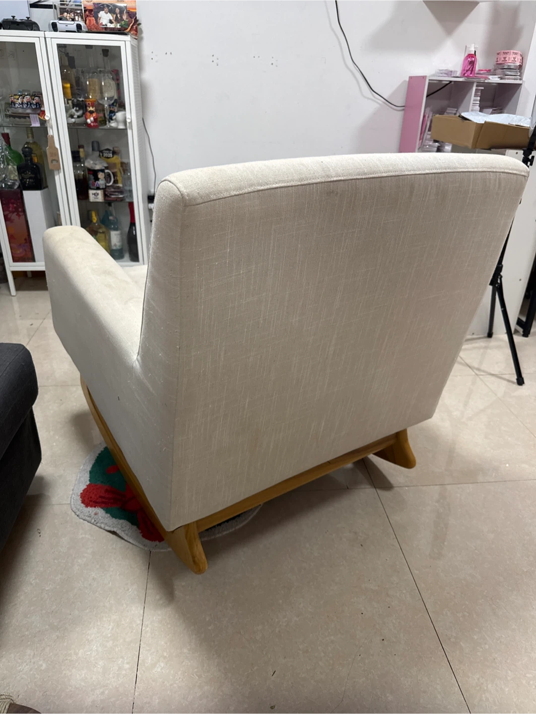 Beige Upholstered Rocking Chair - photo 3