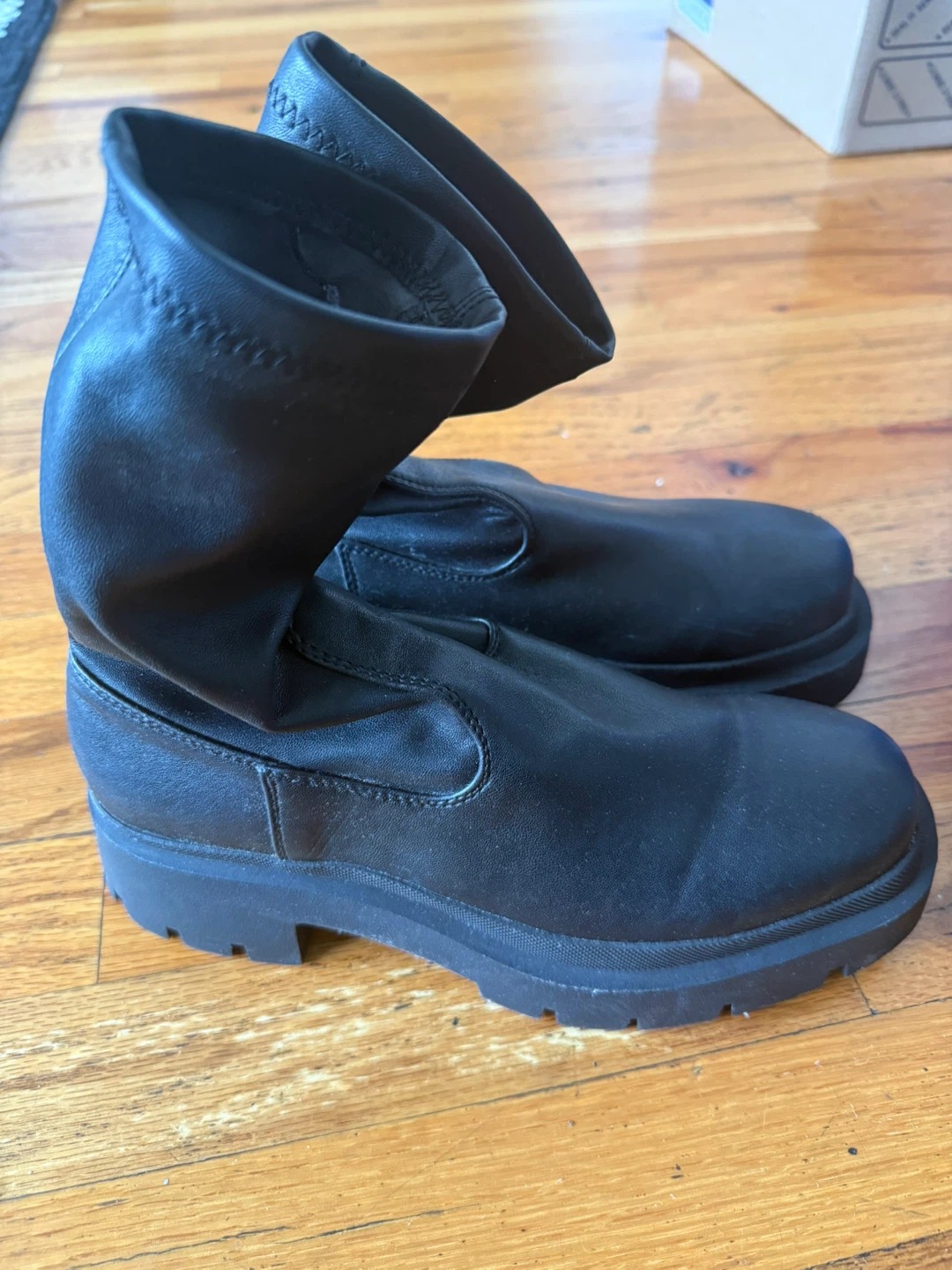 Black Platform Ankle Boots Size 6 - photo 2