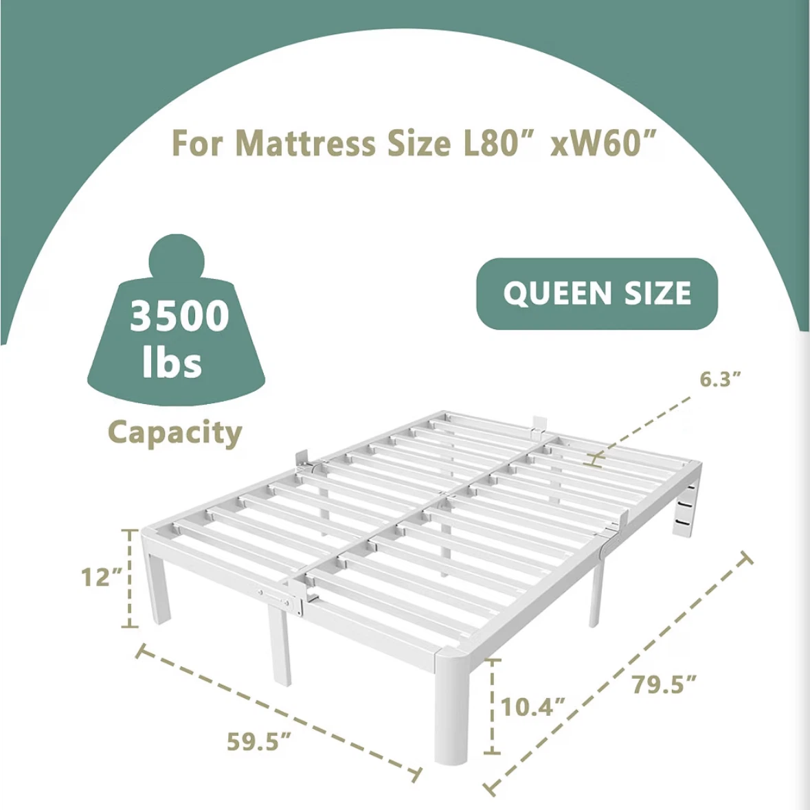 QUEEN BED FRAME WHITE - photo 2