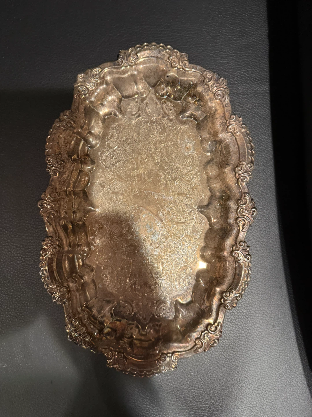 Vintage Ornate Silver-Plated Decorative Tray