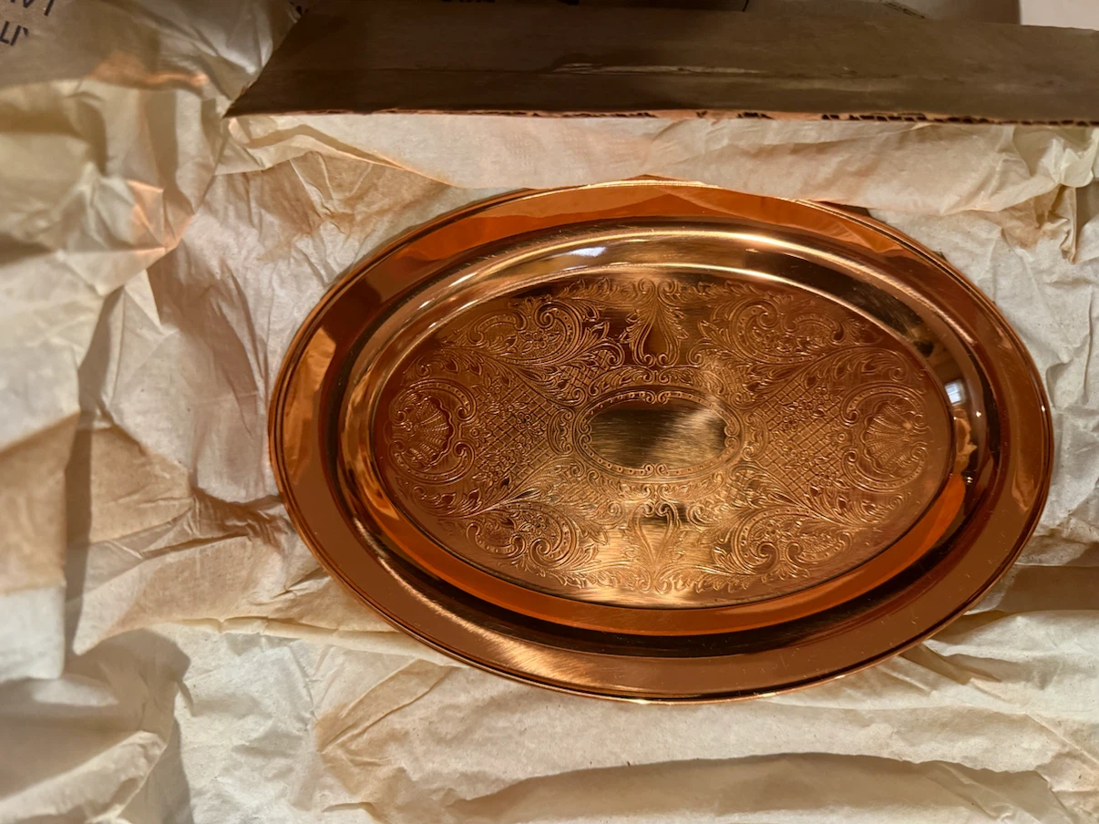 Vintage Oval Copper Serving Tray
