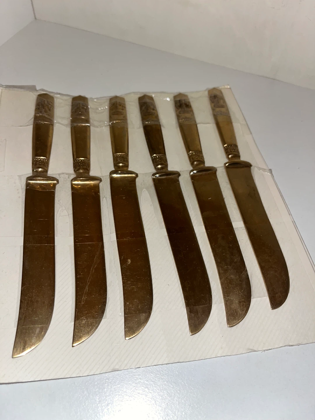 Set of 6 Vintage Brass Steak Knives - photo 2