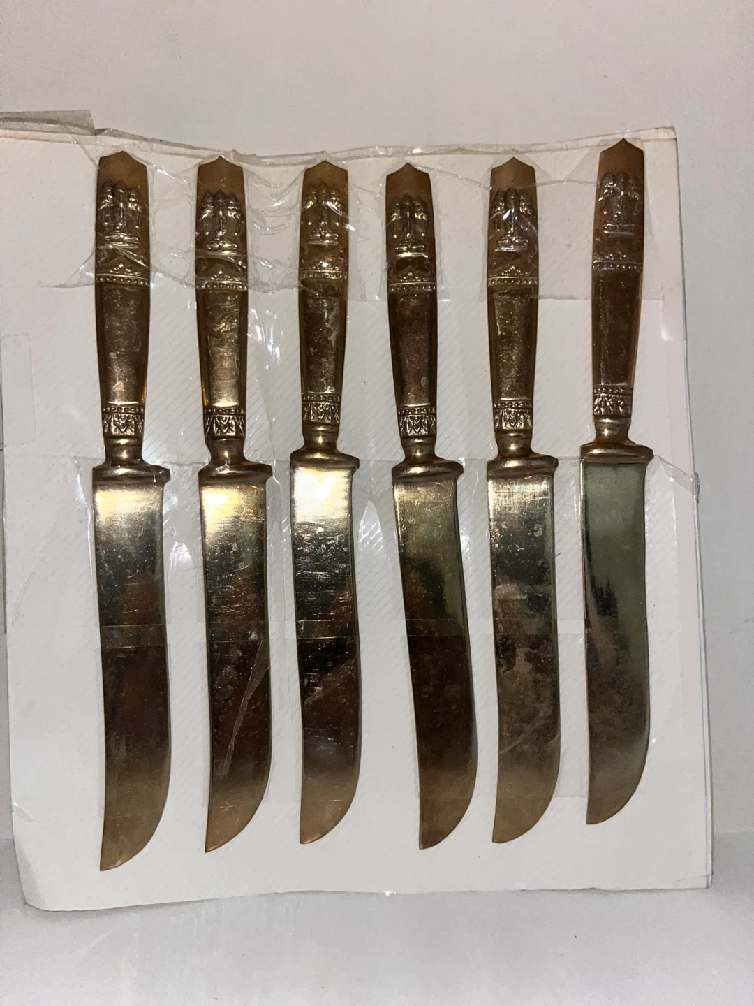 Set of 6 Vintage Brass Steak Knives - photo 3