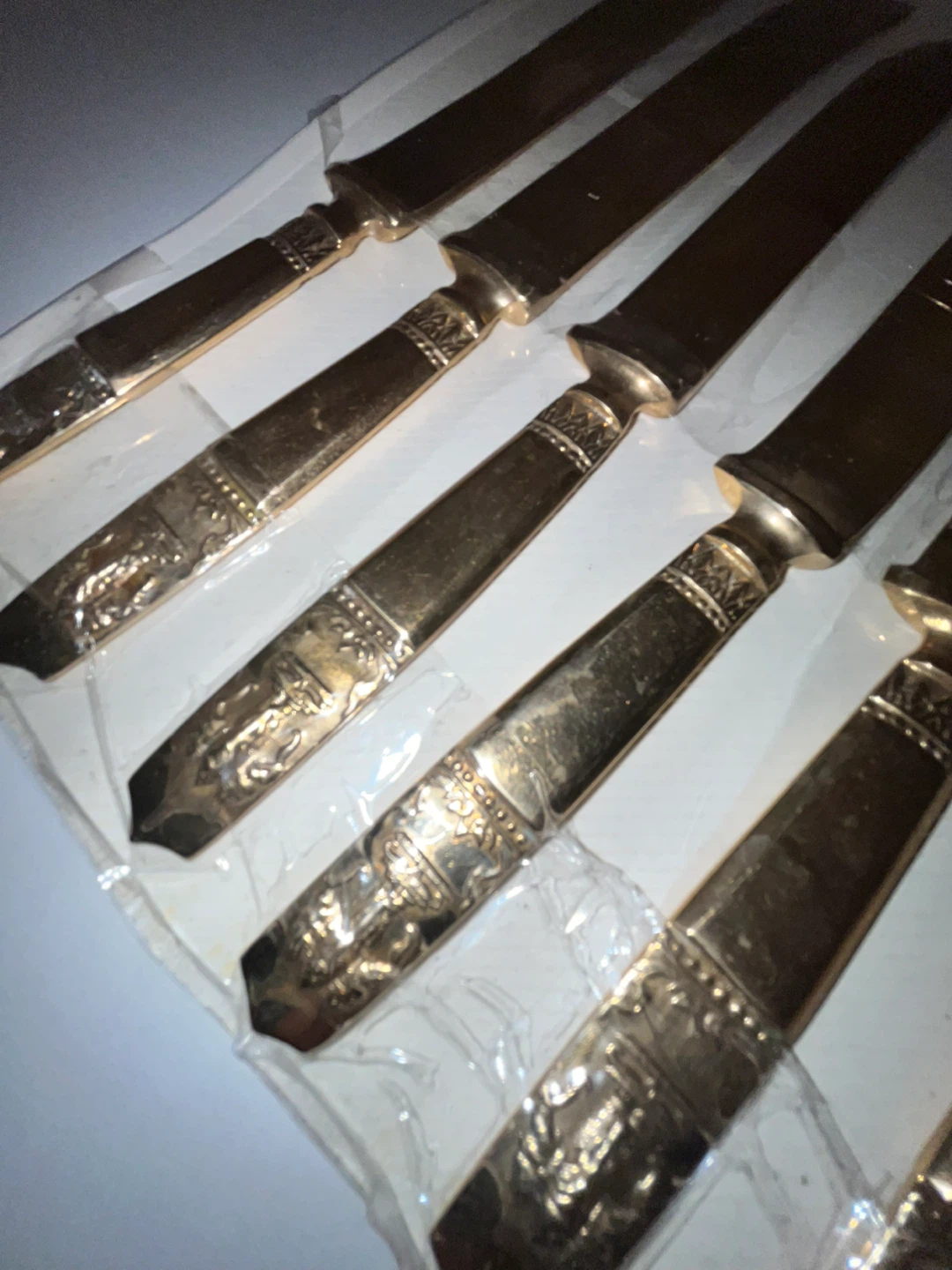 Set of 6 Vintage Brass Steak Knives - photo 4
