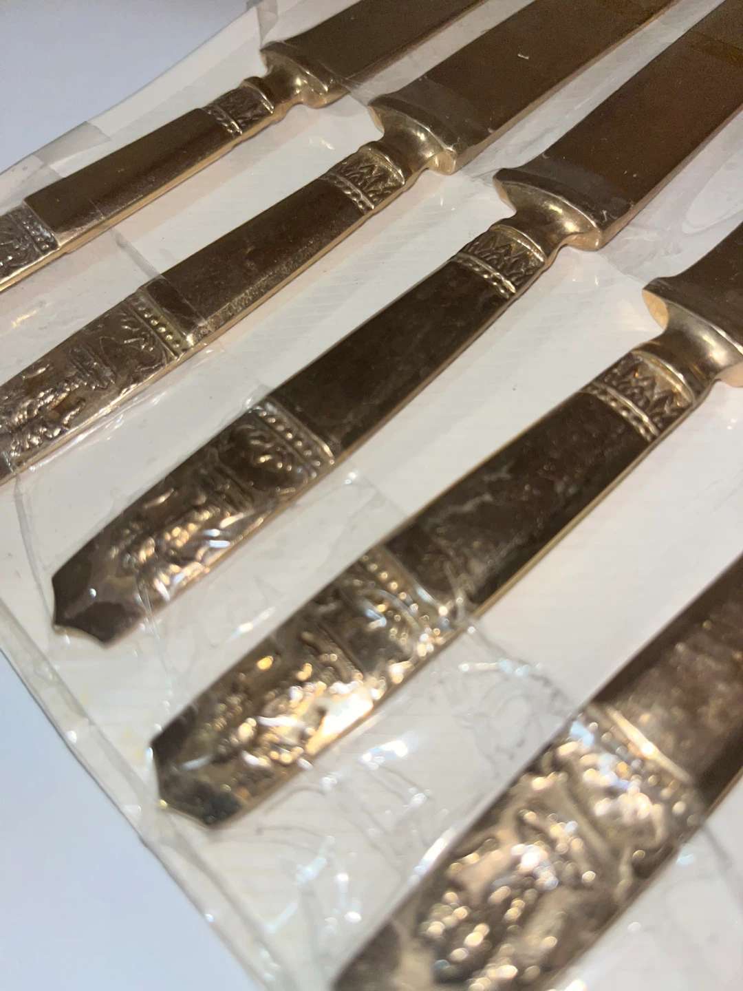 Set of 6 Vintage Brass Steak Knives - photo 5