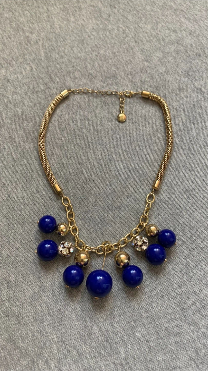 Joe Fresh Blue and Gold Statement Necklace