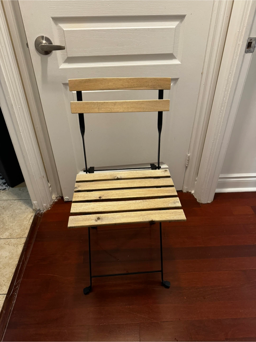 Black and Wood Folding Chair