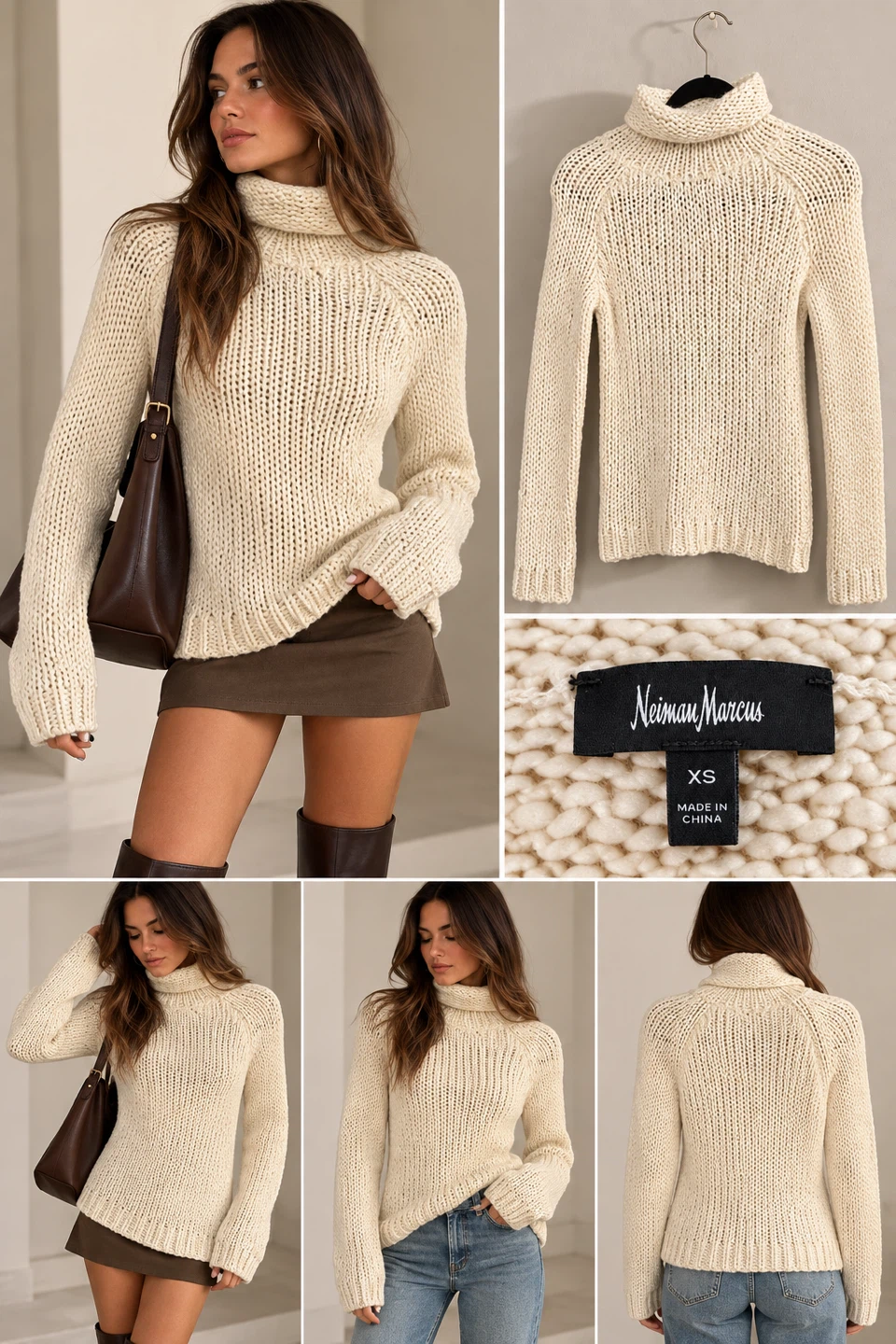 Cream Knit Turtleneck Sweater Межан апен - photo 2