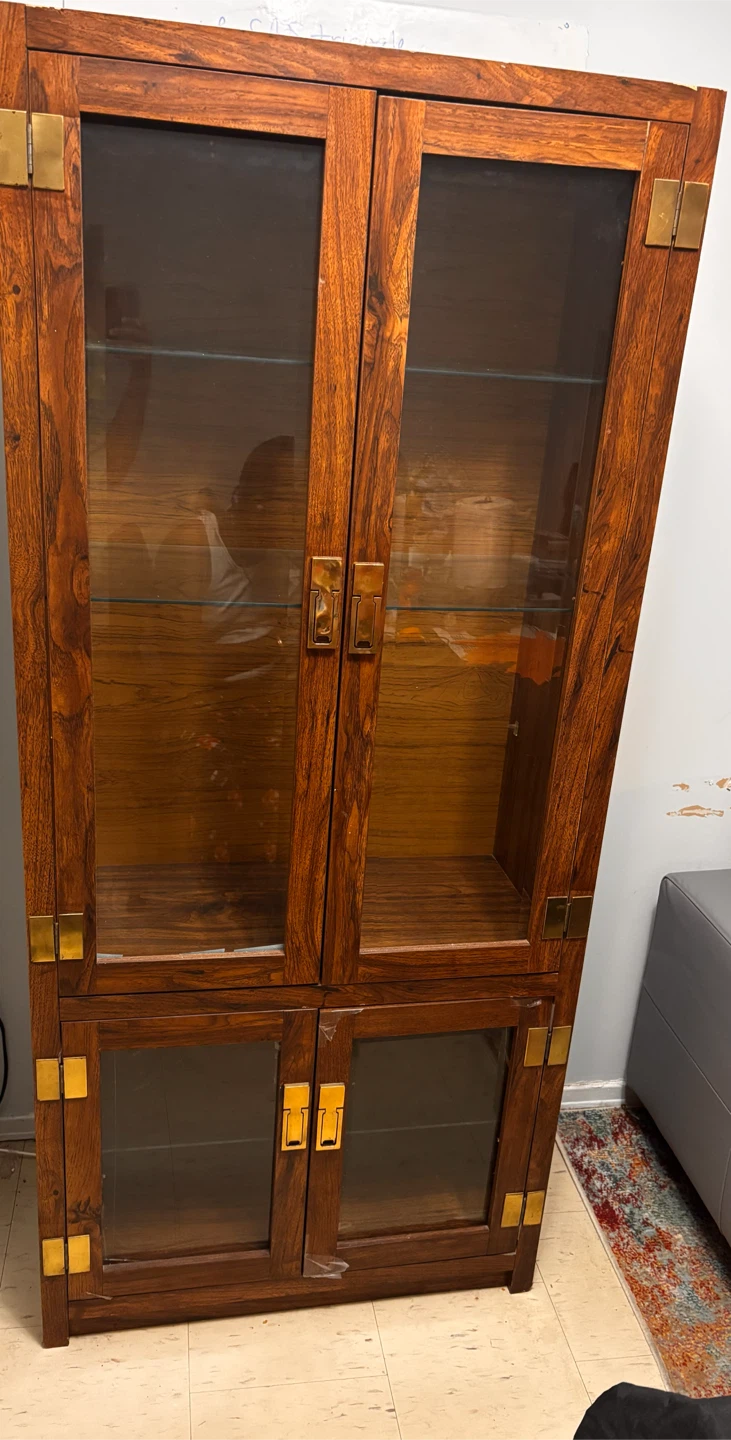 Wooden Display Cabinet with Glass Doors