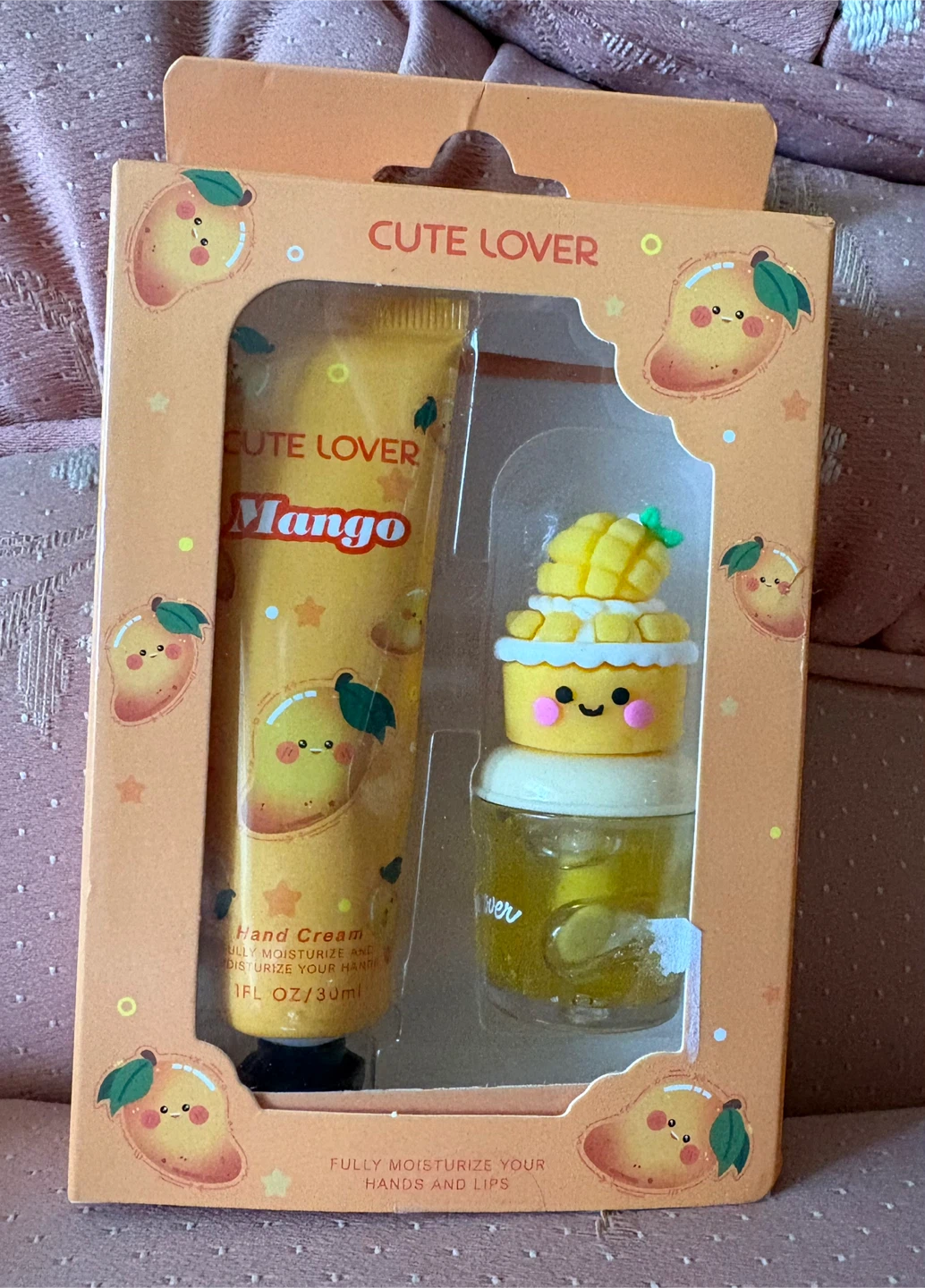 Cute Lover Mango Hand Cream and Lip Gloss Set