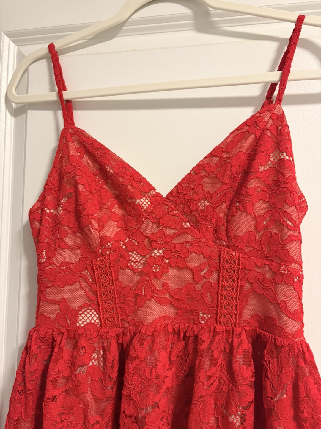 Red Lace Midi Dress