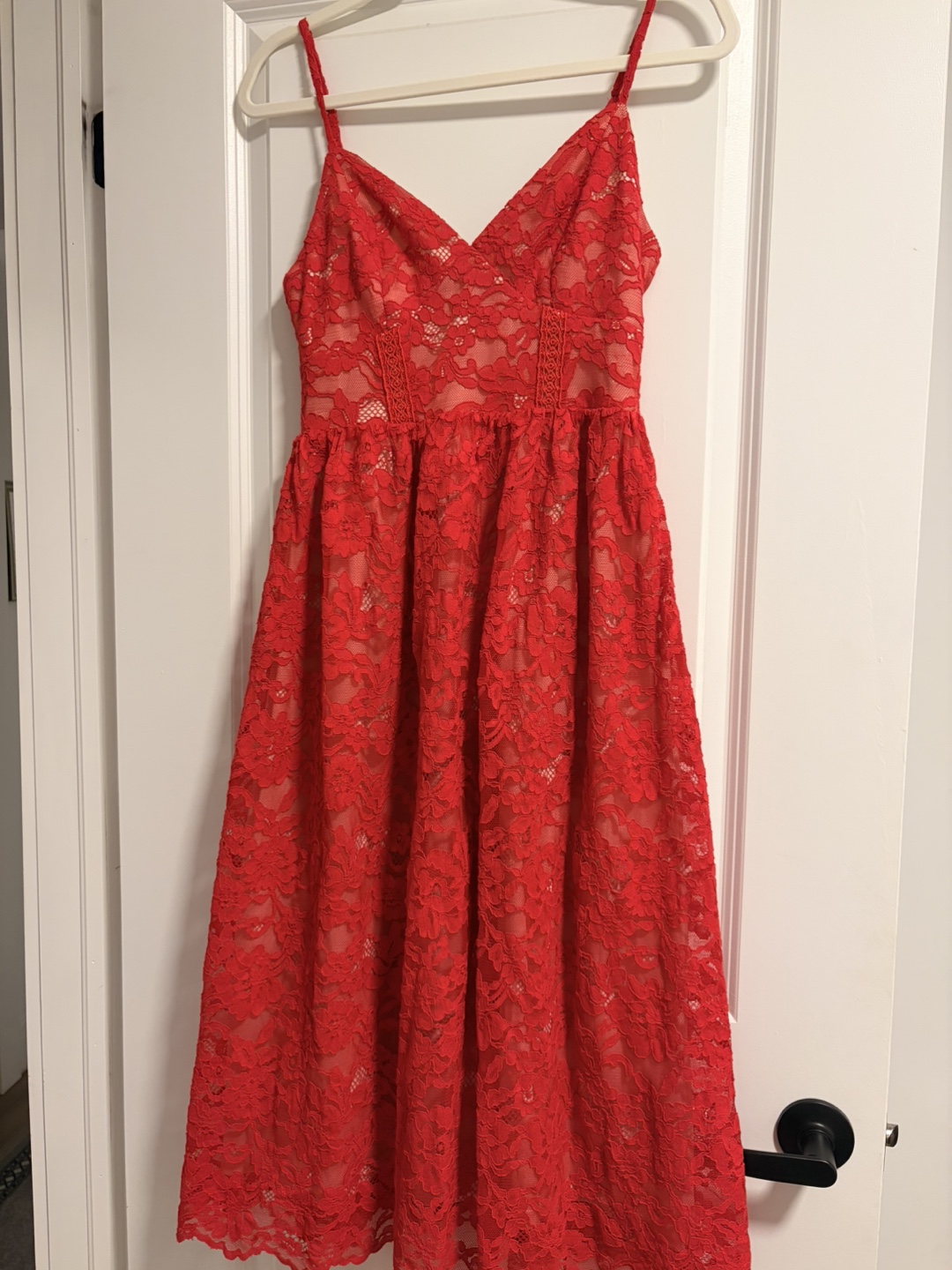 Red Lace Midi Dress - photo 2
