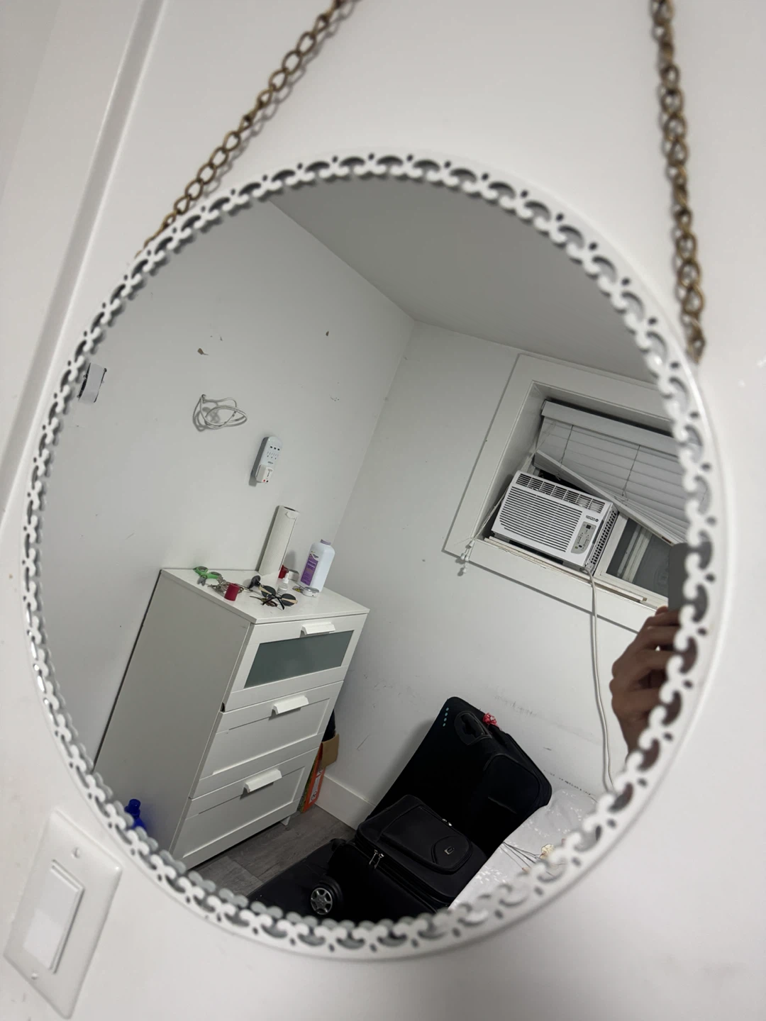 White decorative circular wall mirror