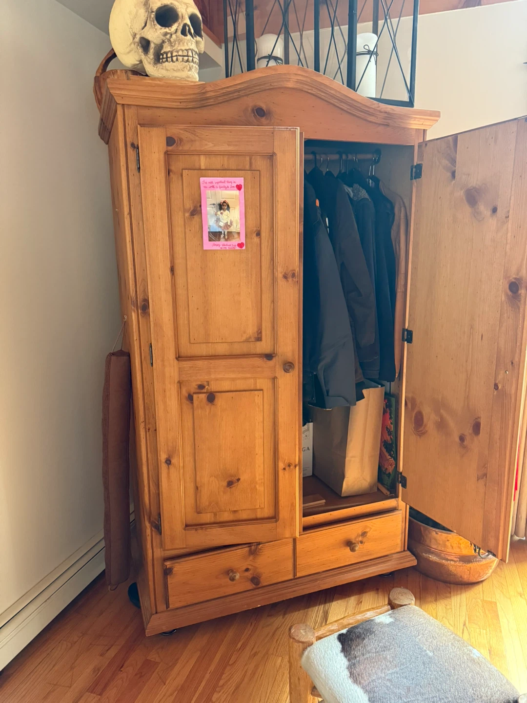 Solid Wood Two-Door Wardrobe