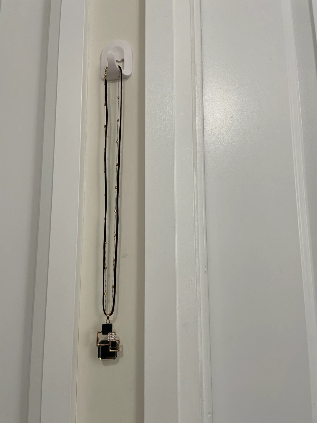 Long Black and Gold Geometric Necklace