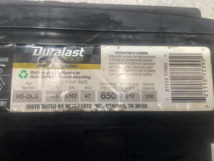 Duralast Gold Battery H5-DLG - photo 2