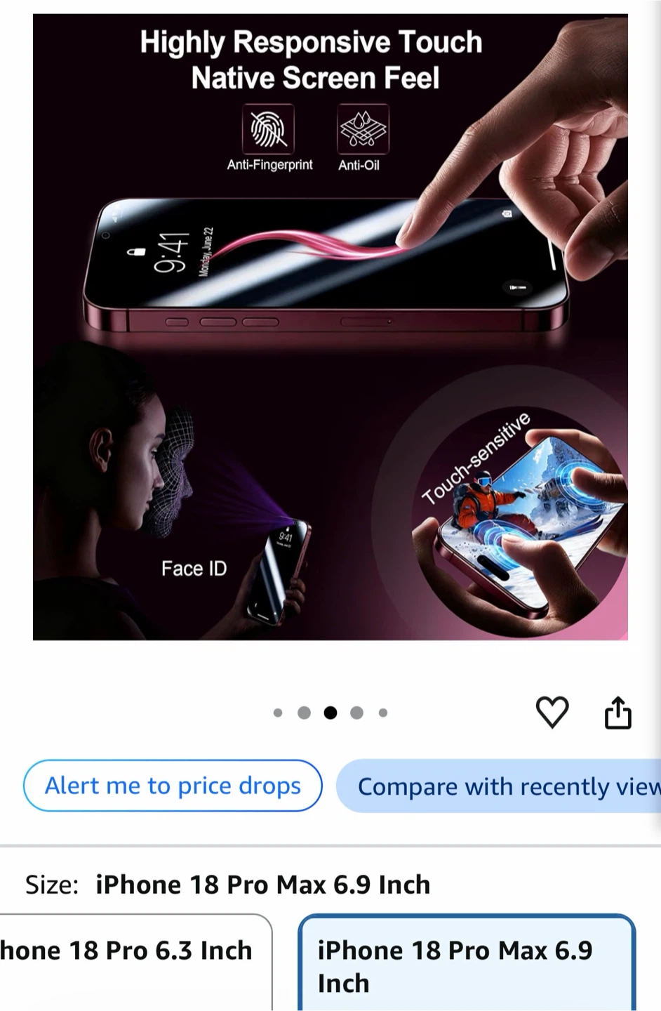 QHOHQ Privacy Screen Protector for iPhone 18 Pro Max - photo 2