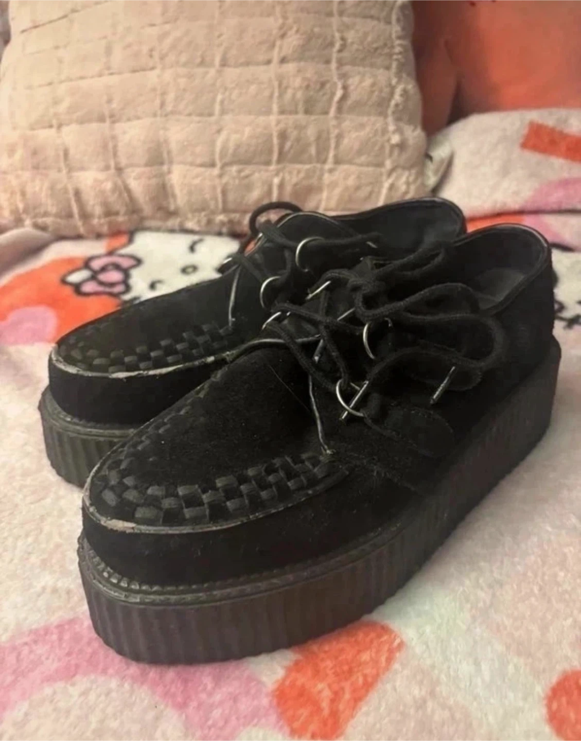 Demonia Black Suede Creeper Shoes