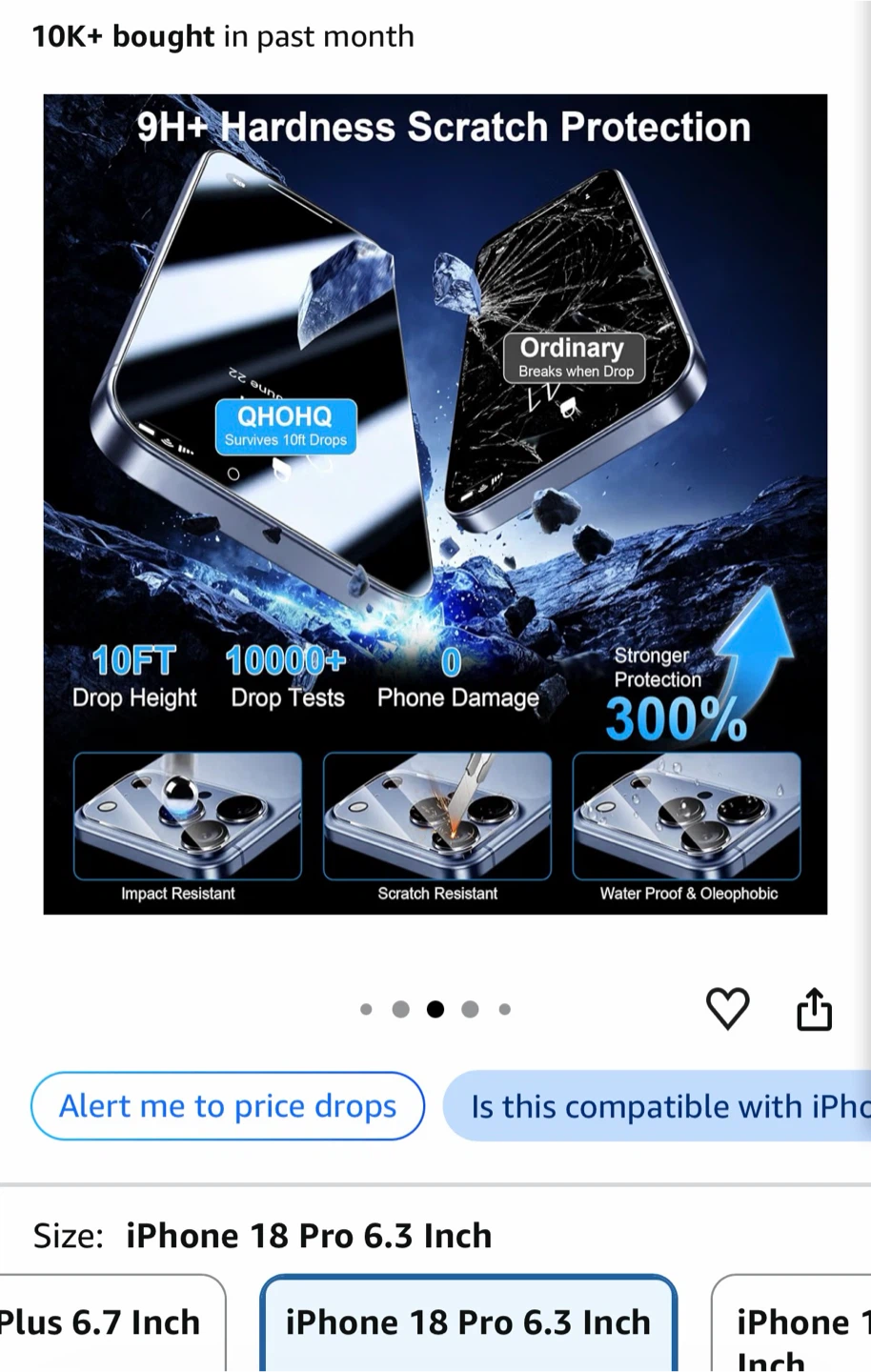 QHOHQ Privacy Screen Protector for iPhone 18 Pro - photo 3