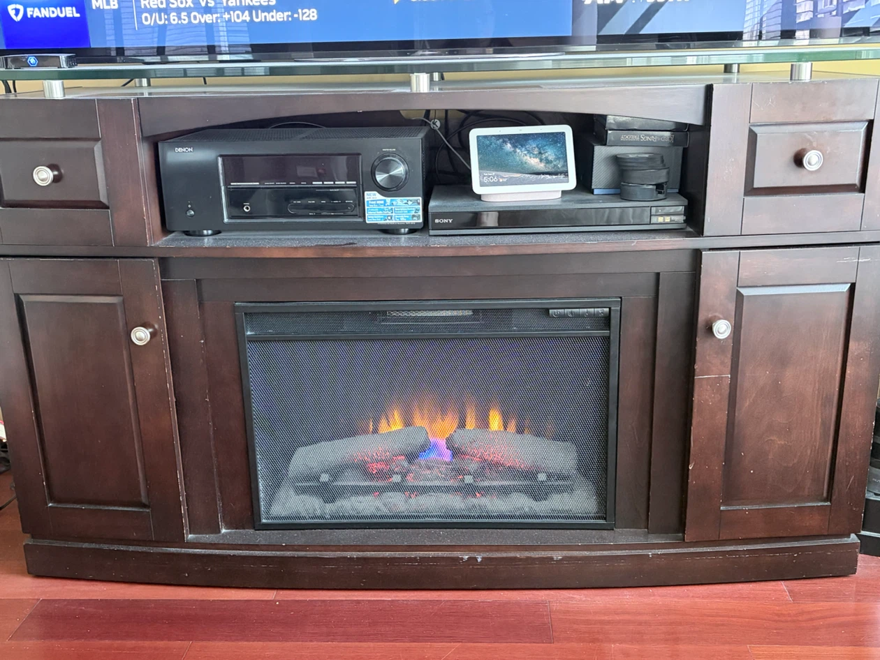 TV stand and fireplace