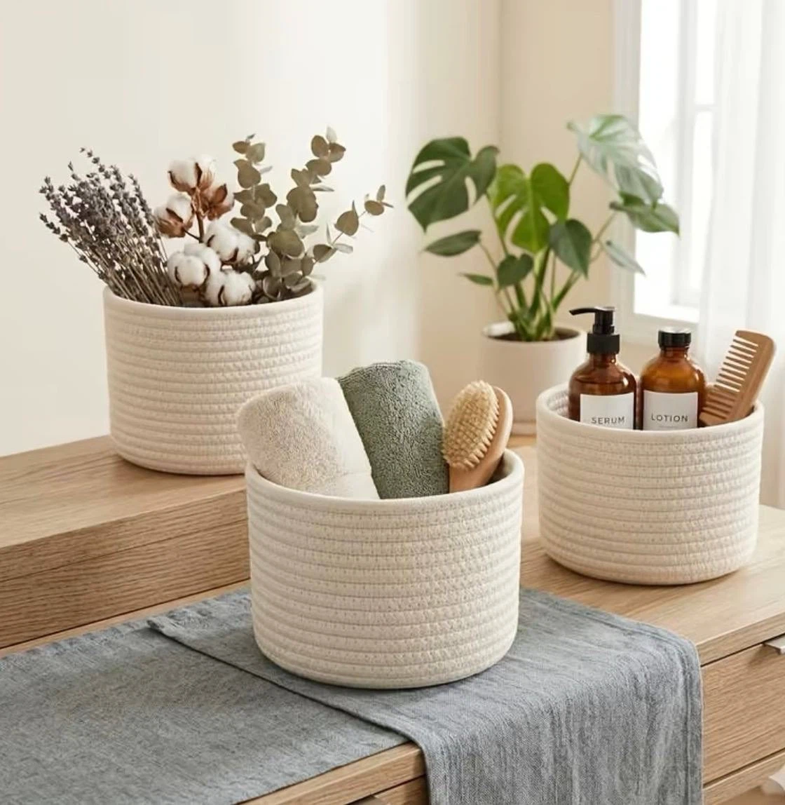 Cotton Rope Storage Baskets — Set of 3