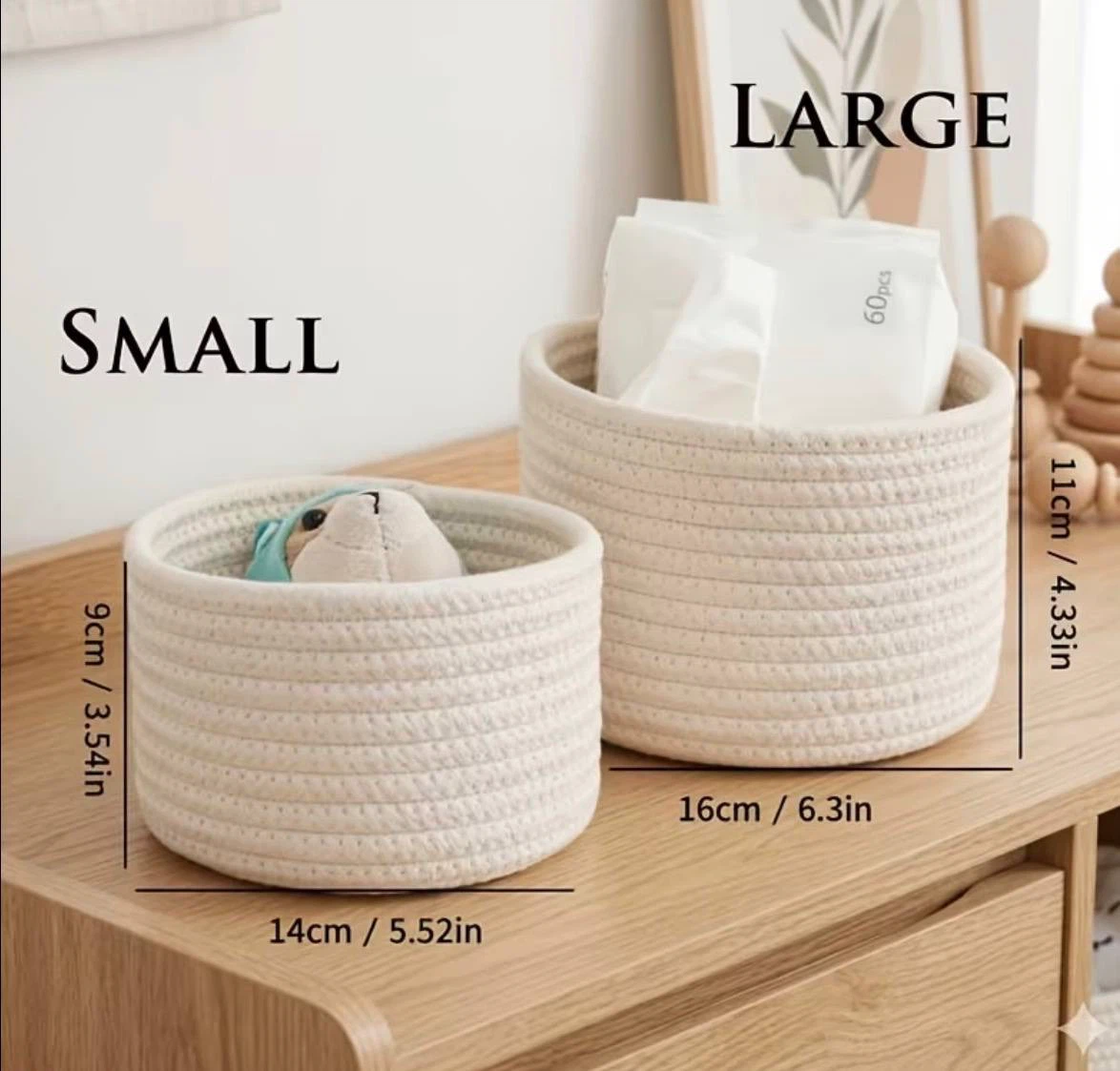 Cotton Rope Storage Baskets — Set of 3 - photo 3