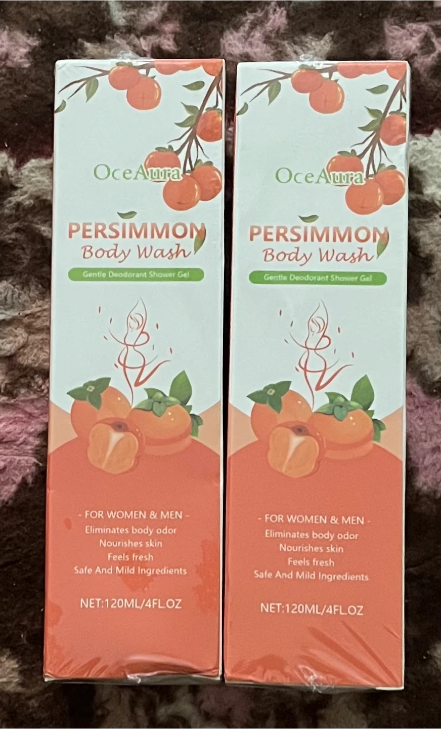 Two Oceaura Persimmon Body Wash 120ml Bottles