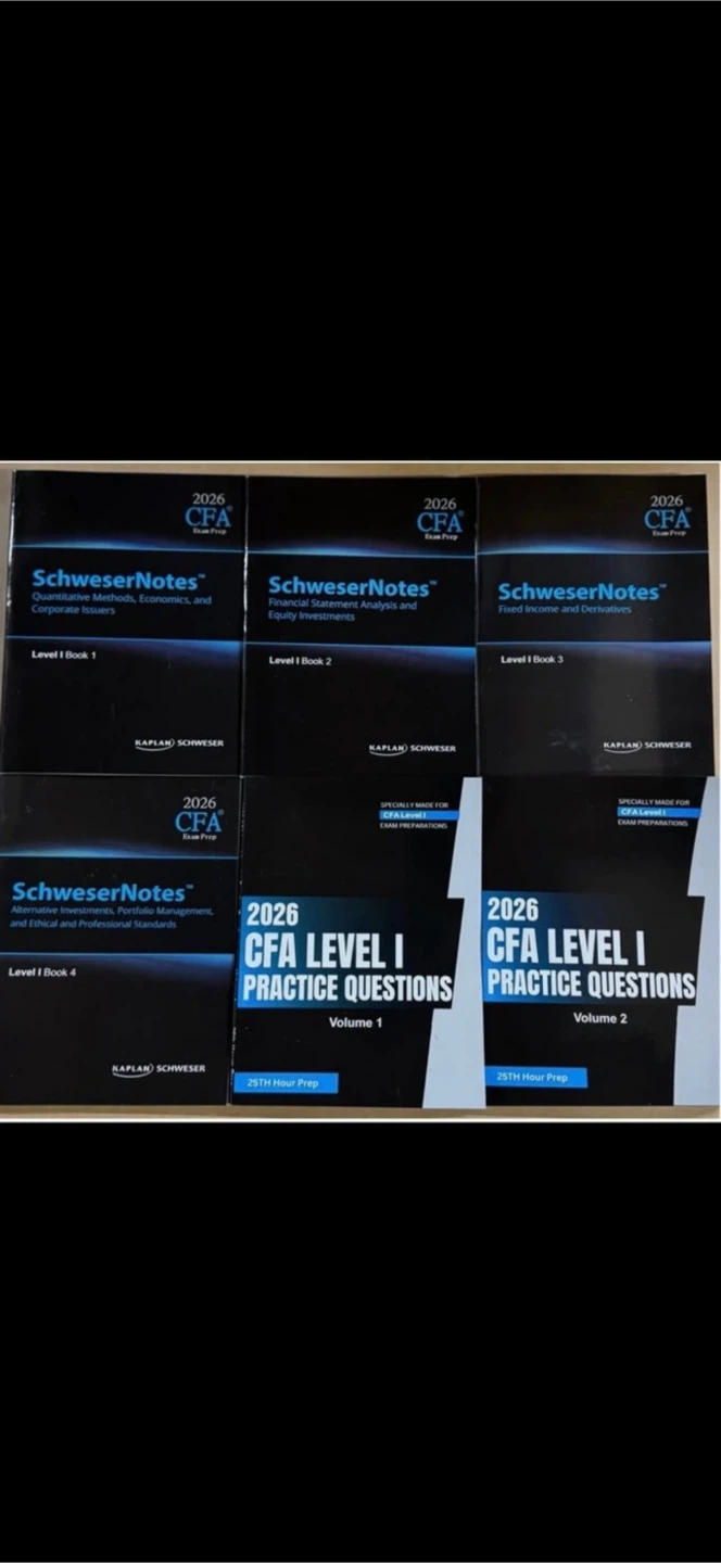 Hard copy 2026 CFA Level I SchweserNotes and Practice Questions