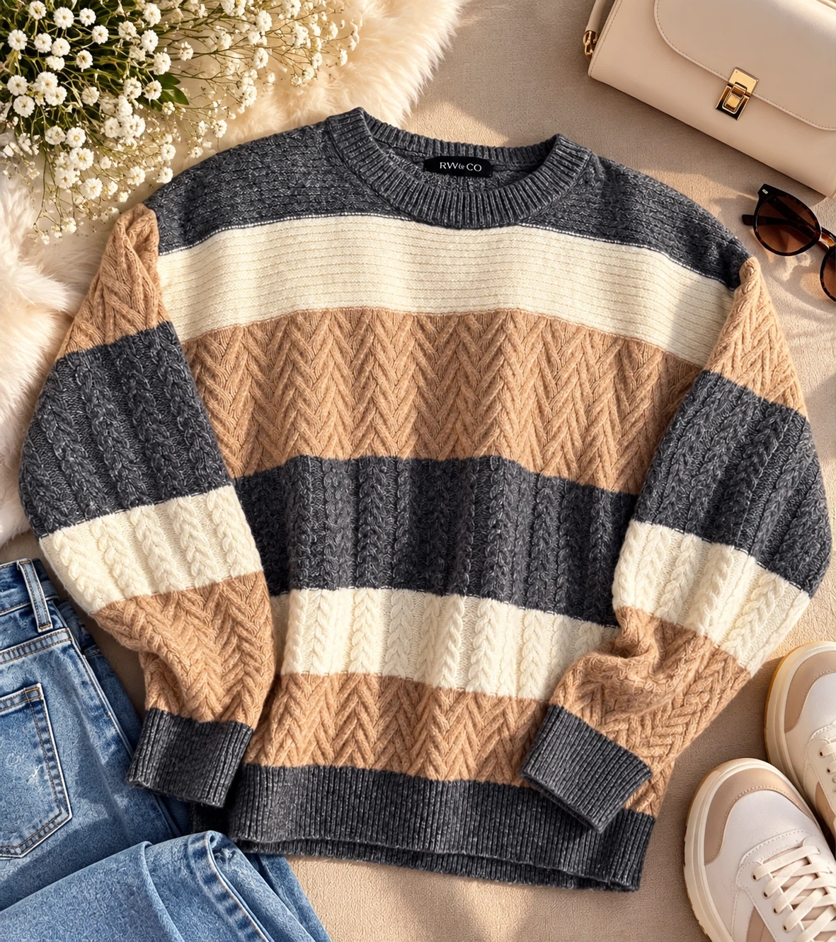 New RW&CO Striped Knit Sweater size M - photo 3