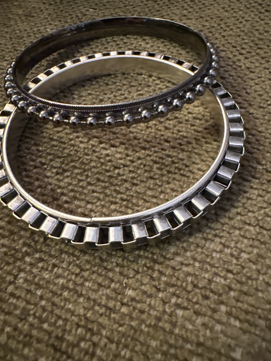 Set of Two Silver-Tone Metal Bangles