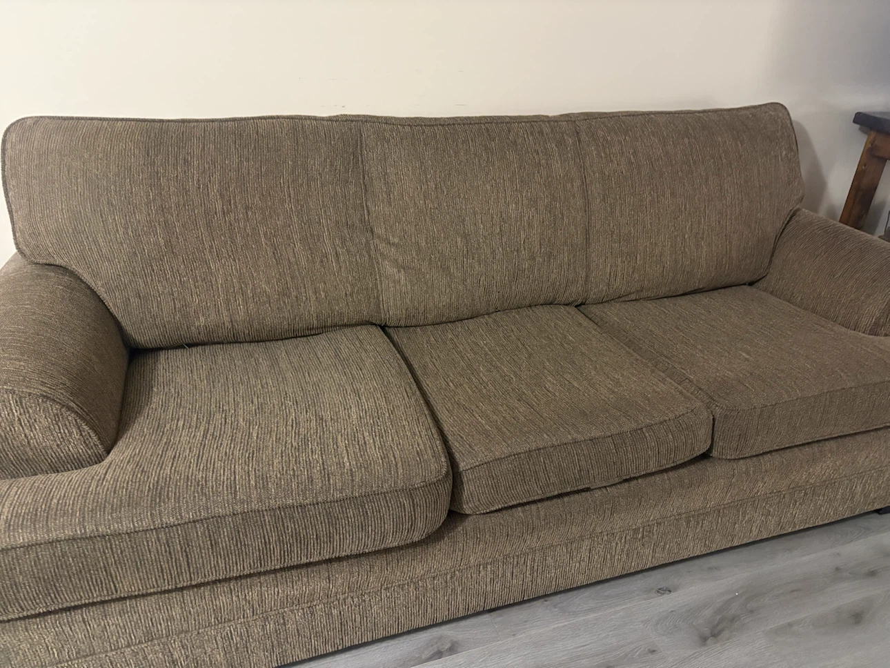 Three-Seater Brown Fabric Sofa - photo 2