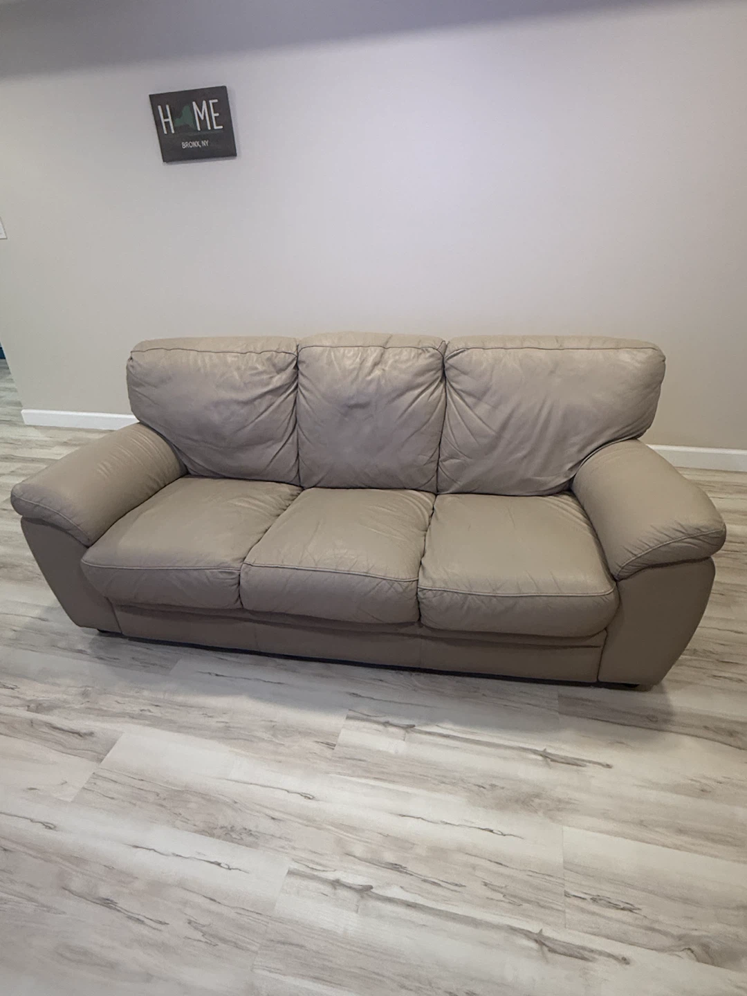 3-Piece Beige Leather Sofa Set