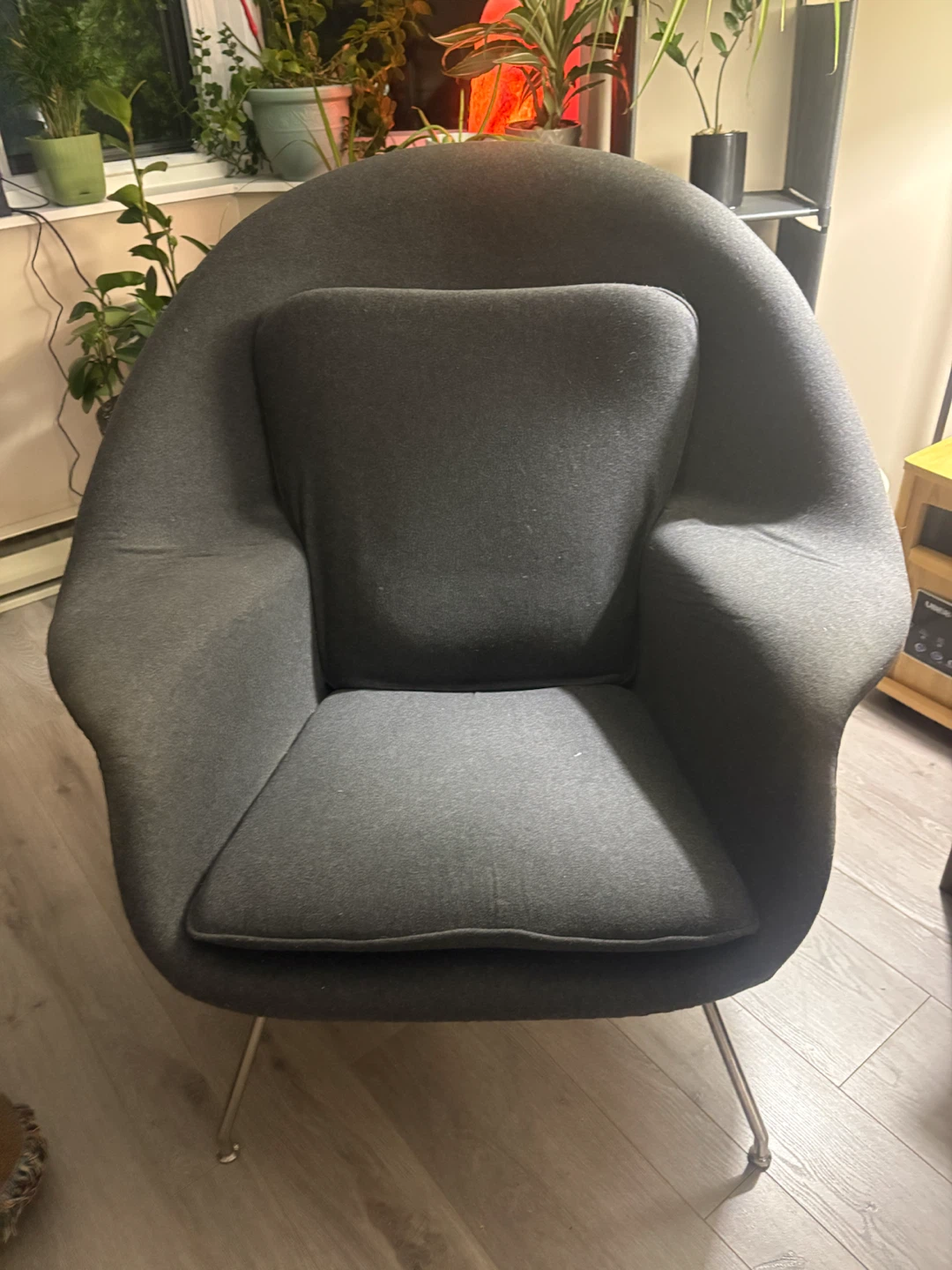 Modern Dark Grey Upholstered Lounge Chair
