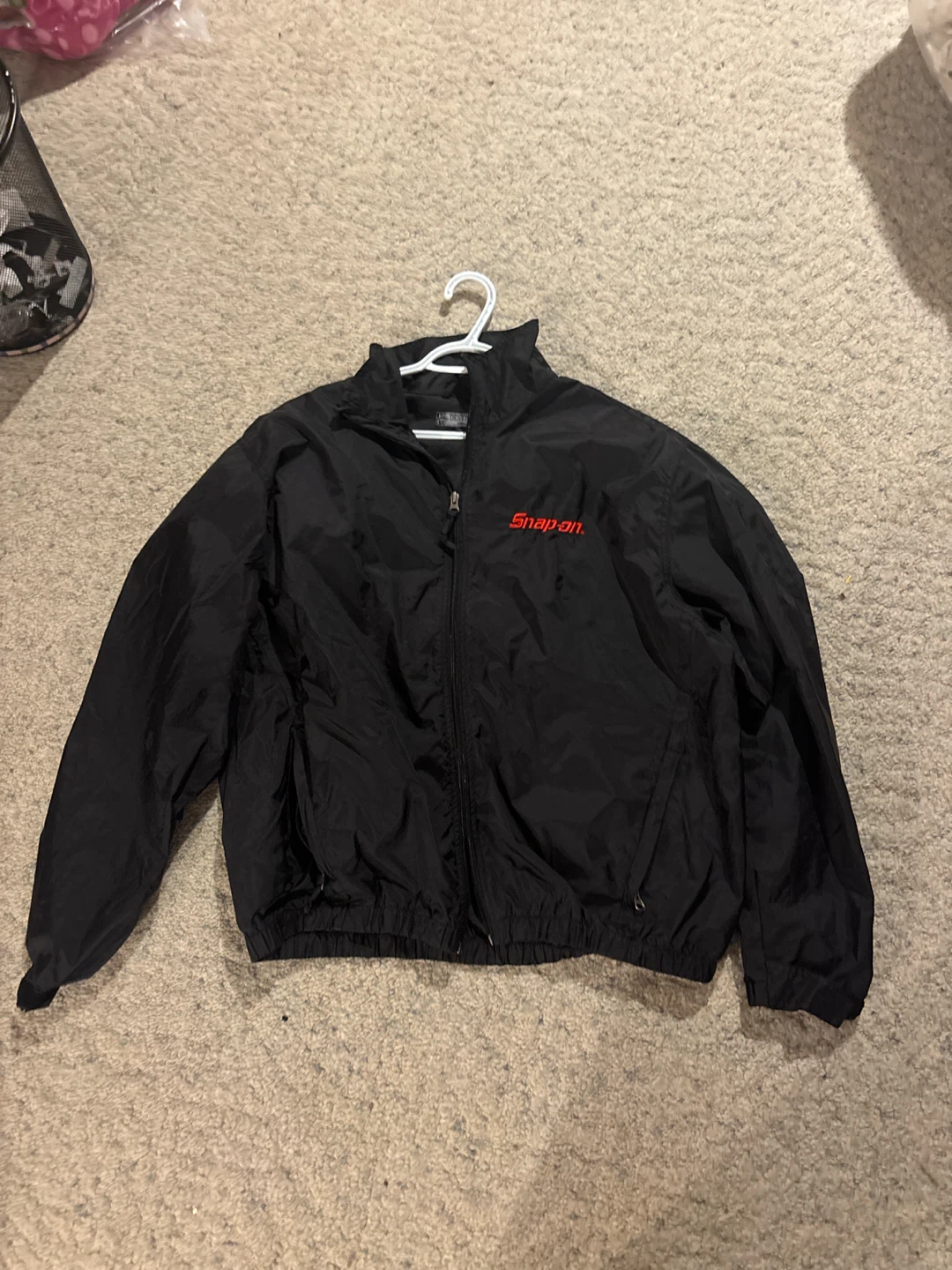 Snap-on Black Windbreaker Jacket Large