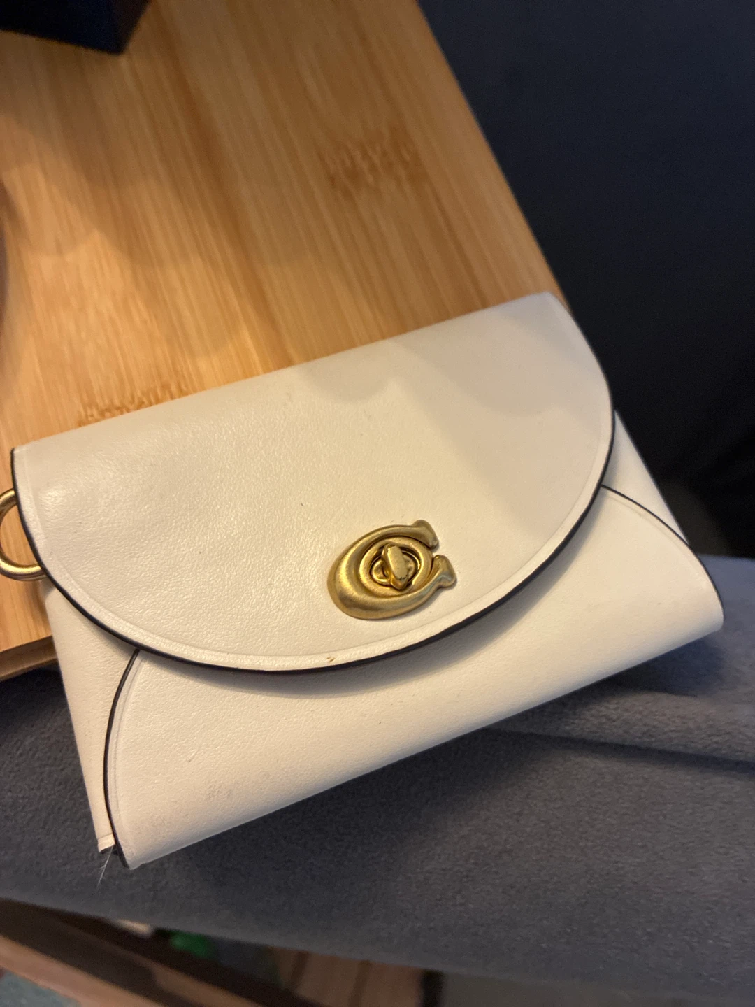 Coach white leather card case