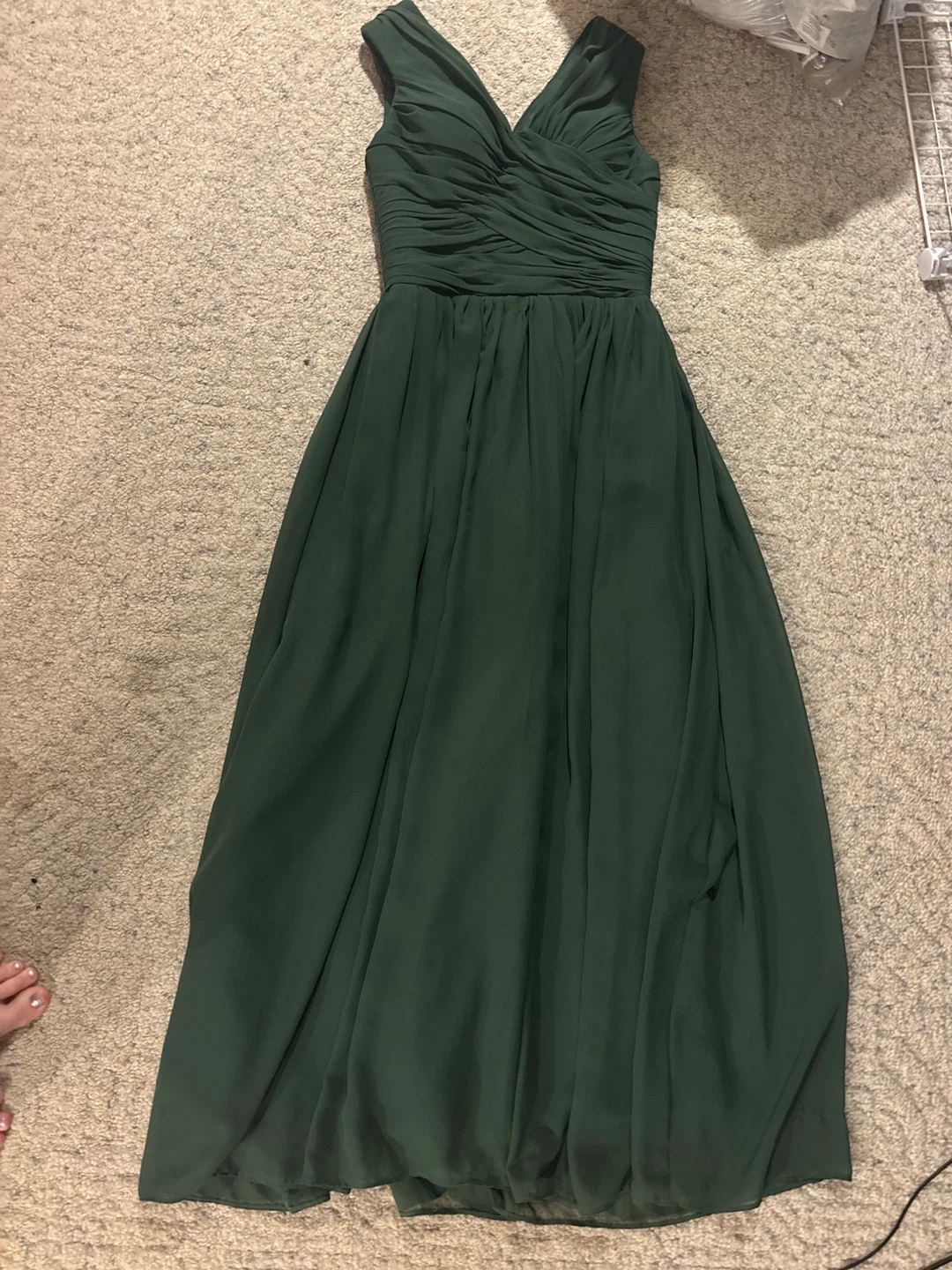 Dark Green Chiffon Evening Gown