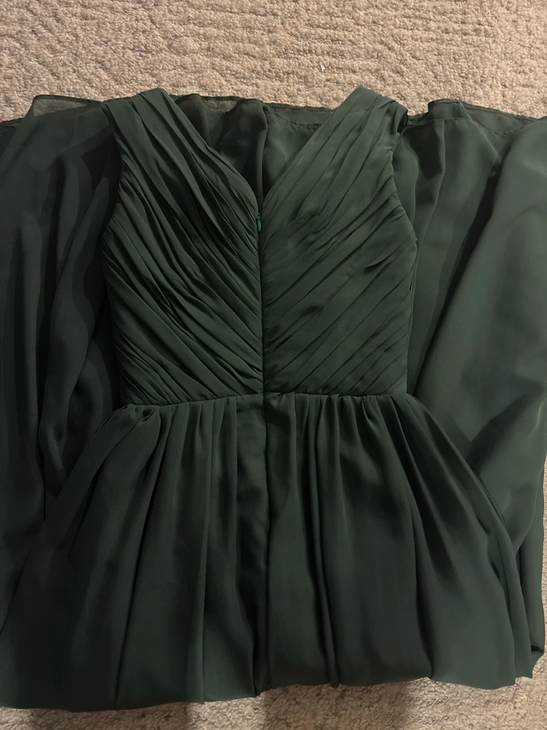 Dark Green Chiffon Evening Gown - photo 3